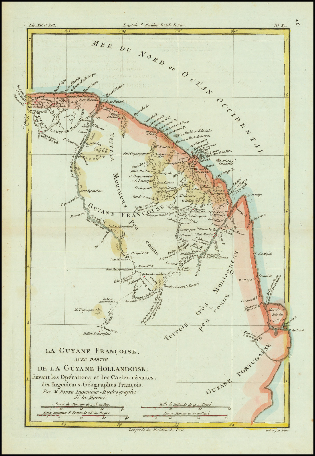 La Guyane Francoise, avec partie de la Guyane Hollandoise: suivant les Opérations et les Cartes récentes;des Ingênieurs-Géographes François.