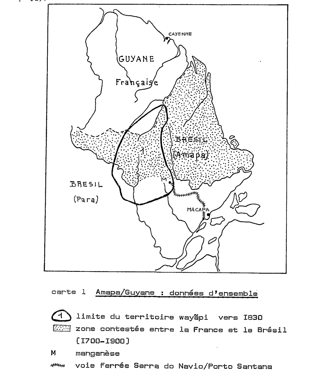 Carte 1. Amapaya/Guyane : données d'ensemble