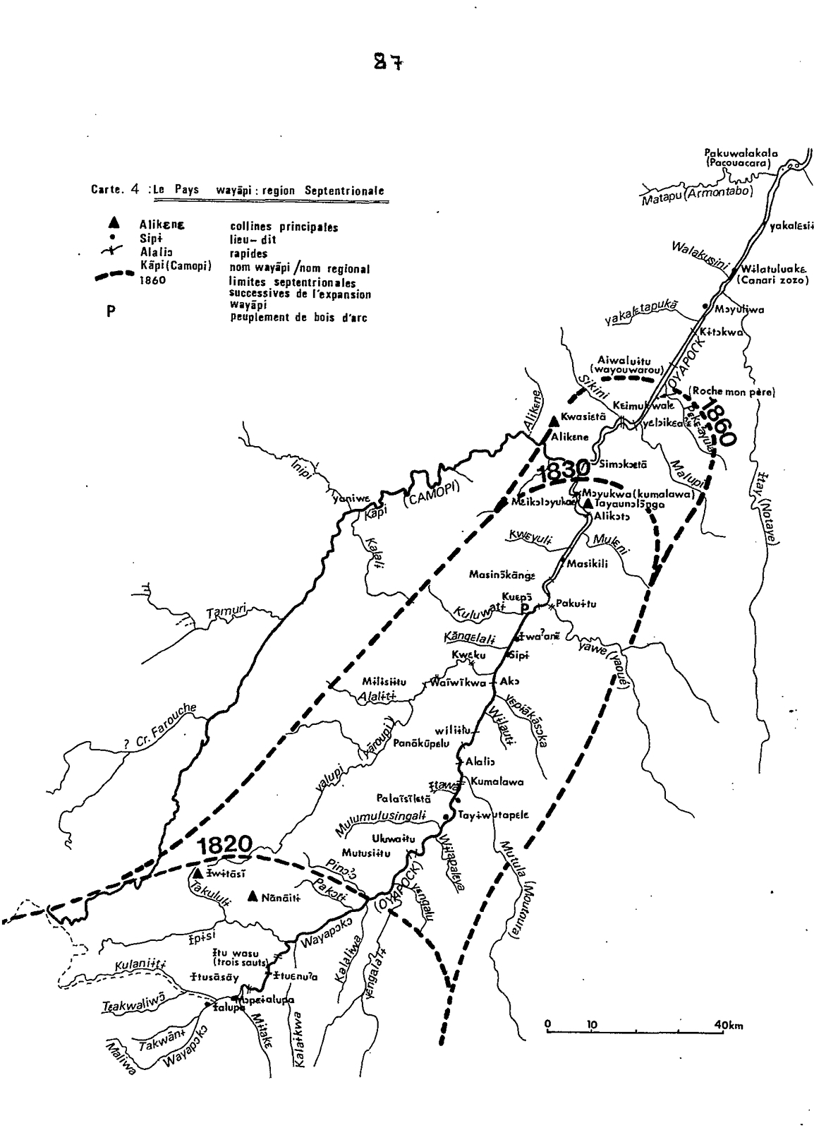 Carte 4: Le Pays Wayãpi : region Septentrionale