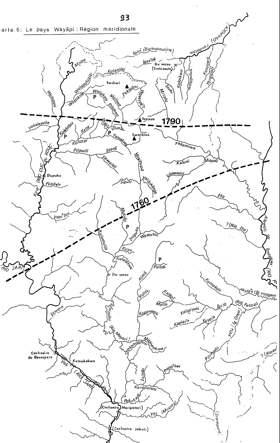 Carte 5: Le pays Wayãpi: Région méridionale