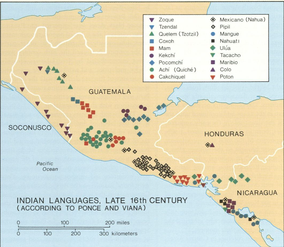 Indian Languages, Late 16th Century, (According to Ponce and Viana).