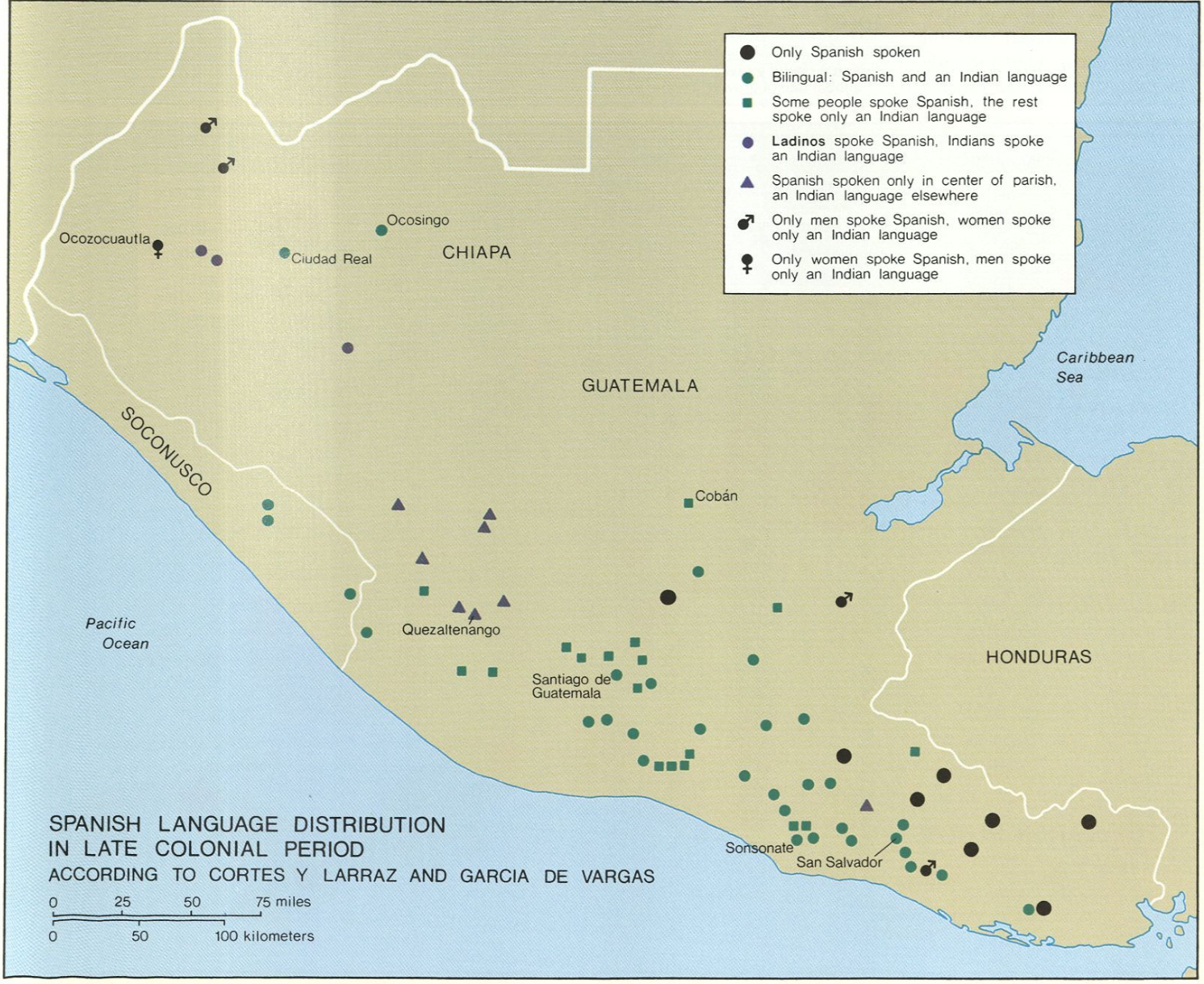 Spanish Language Distribution in Late Colonial Period