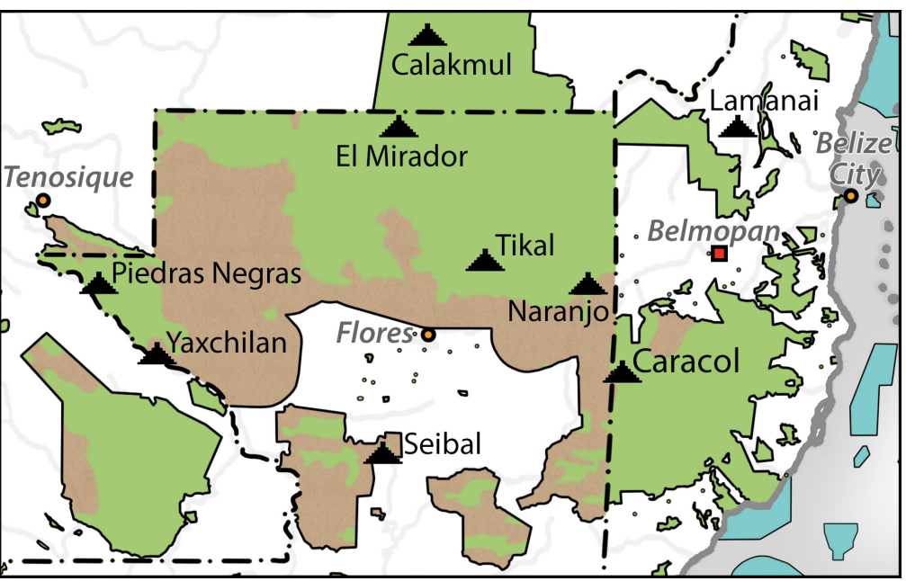 Map of deforestation within protected areas in Guatemala and adjoining areas