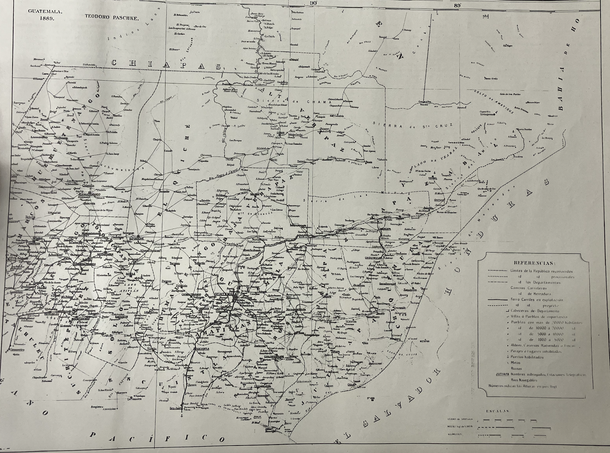 Mapa de la Republica de Guatemala, America Central