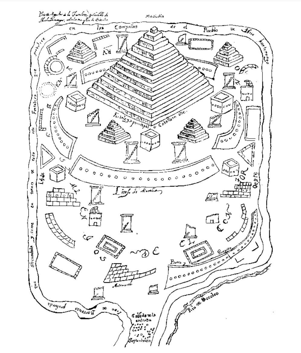 Planta regular de la fortaleza y castillo de Huehuetenango, sobre las márgenas de Socoleo.