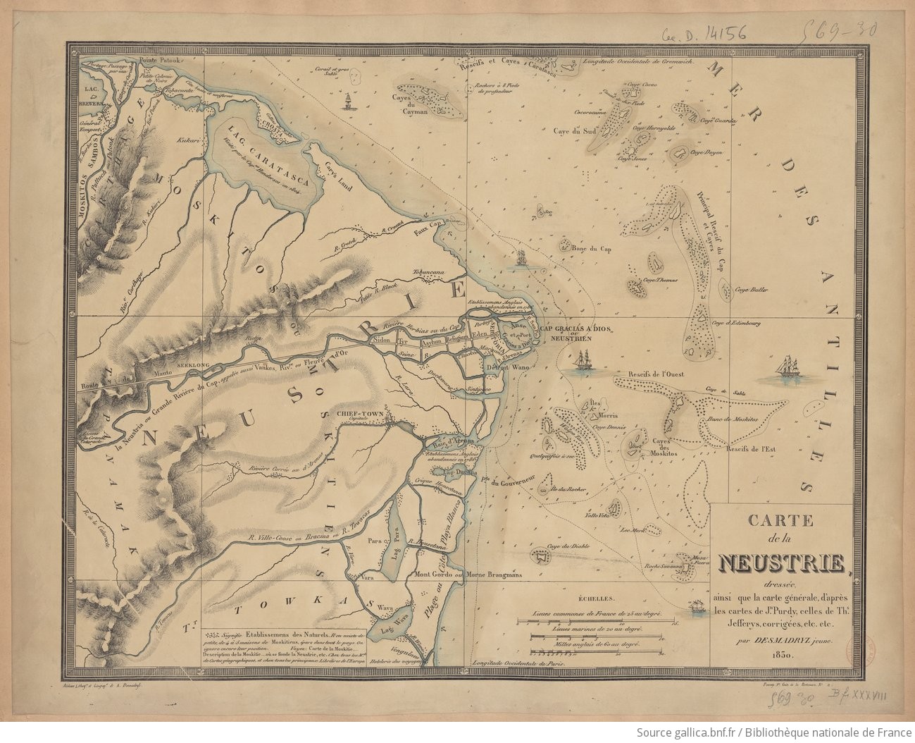 Carte de la Neustrie dressée, ainsi que la carte générale, d'après les cartes de Jn. Purdy, celles de Th. Jefferys, corrigées, etc., etc. / par Desmadryl jeune