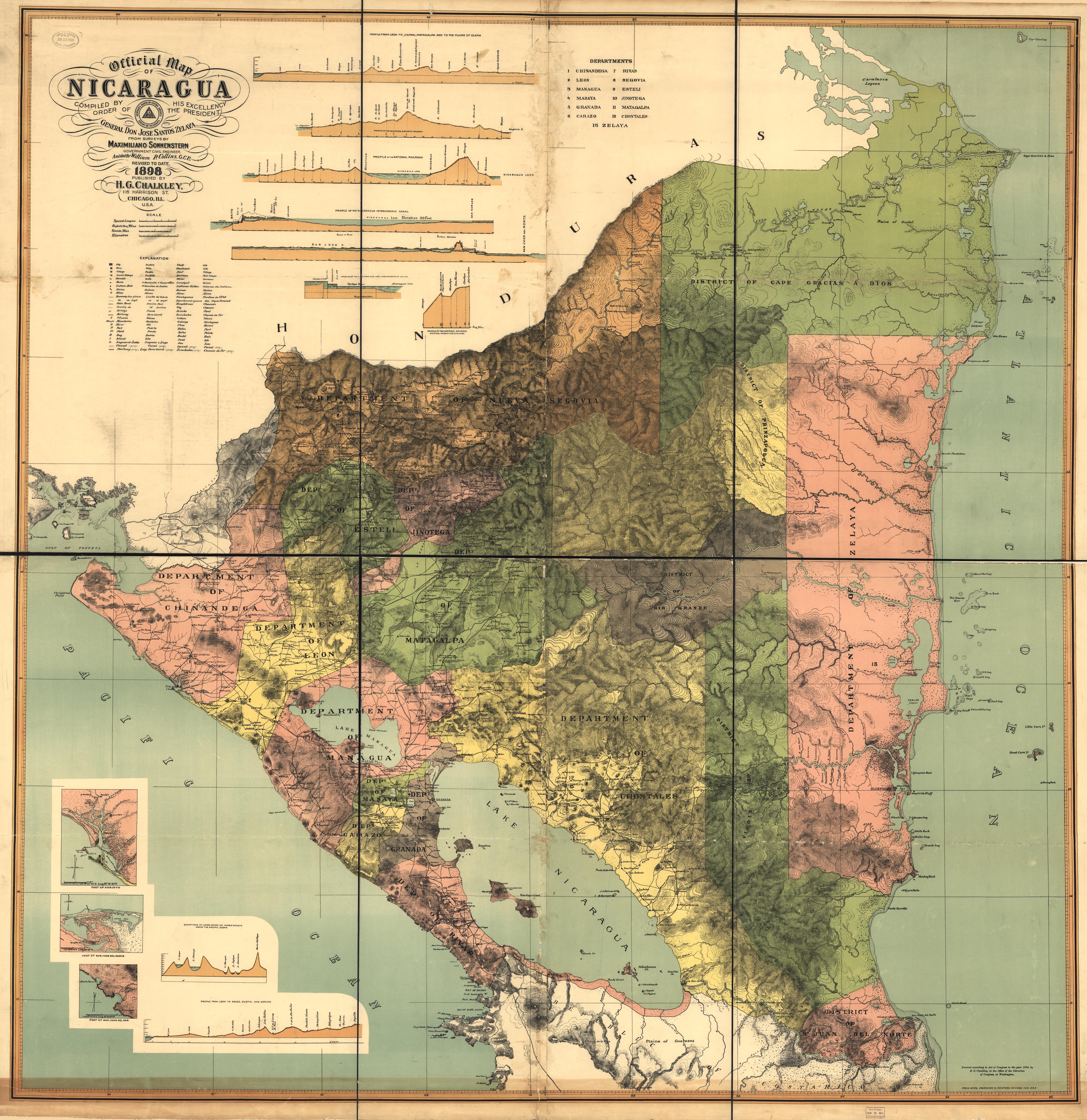 Official Map of Nicaragua.