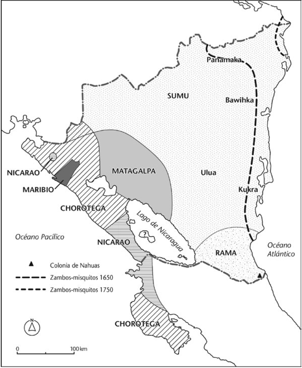 Mapa de las culturas indígenas en vísperas de la conquista española.