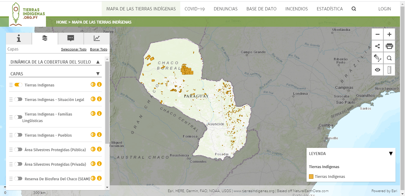 Mapa de las tierras indígenas