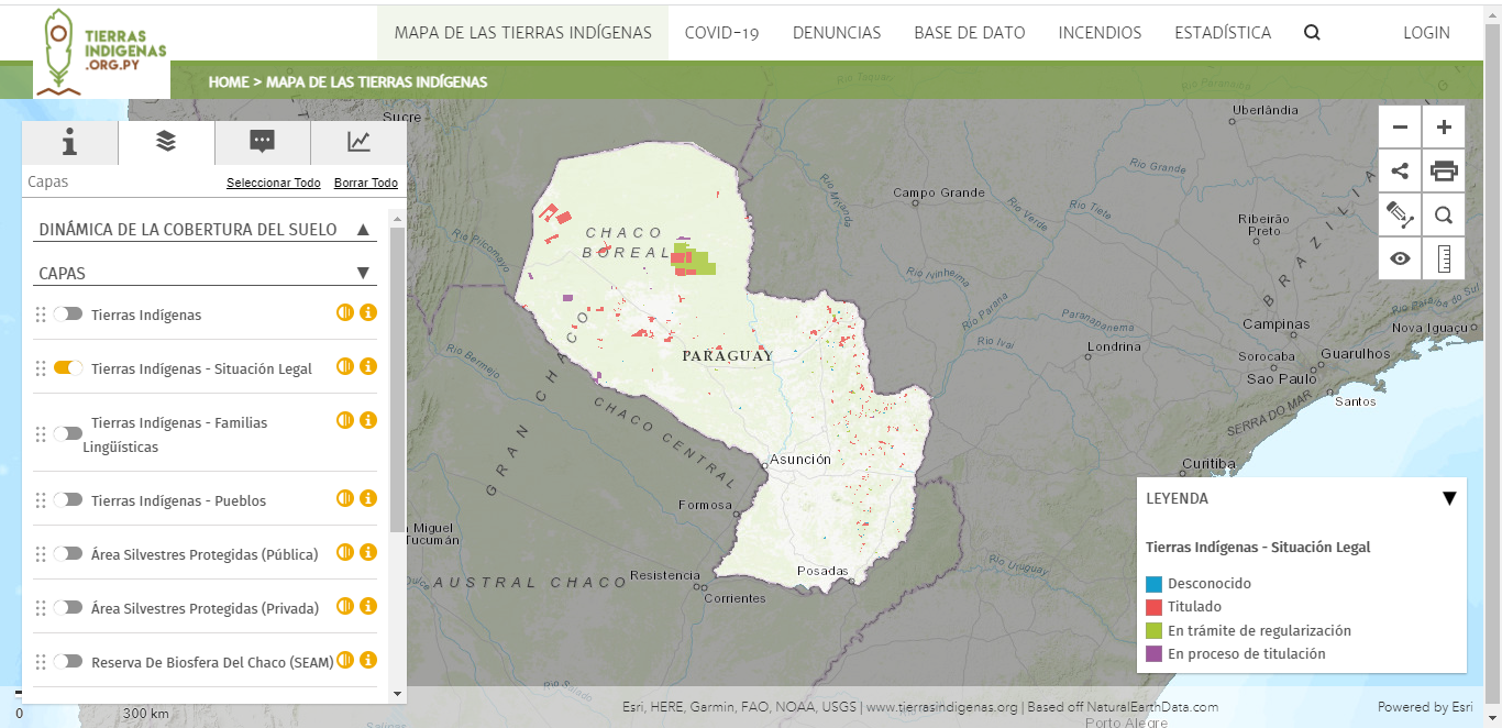 Mapa de las tierras indígenas - Situación legal