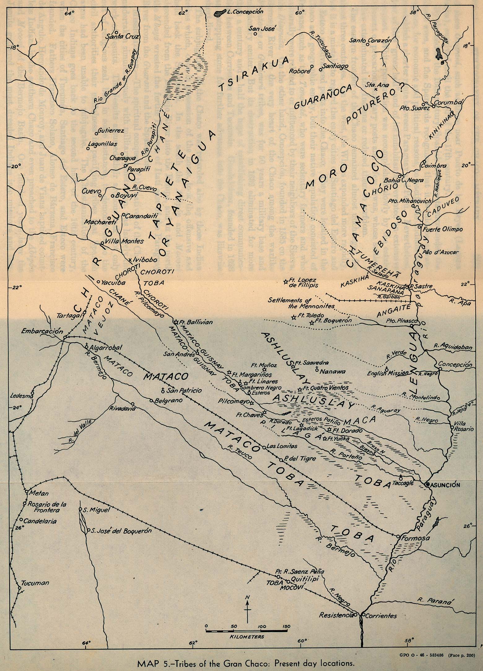 Tribes of the Gran Chaco: Present day locations