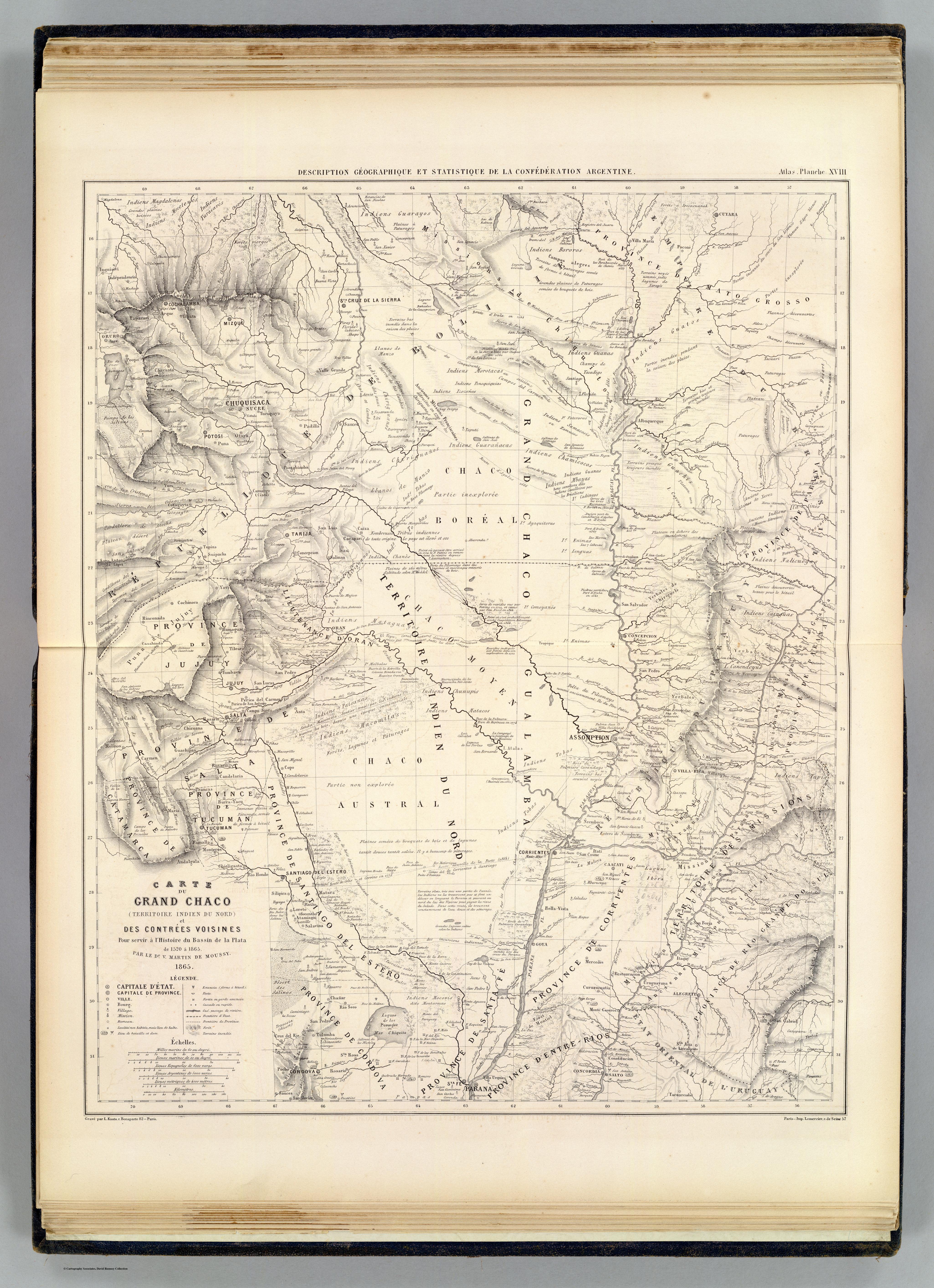 CARTE DU GRAND CHACO (TERRITOIRE INDIEN DU NORD) et DES CONTRÉES VOISINES