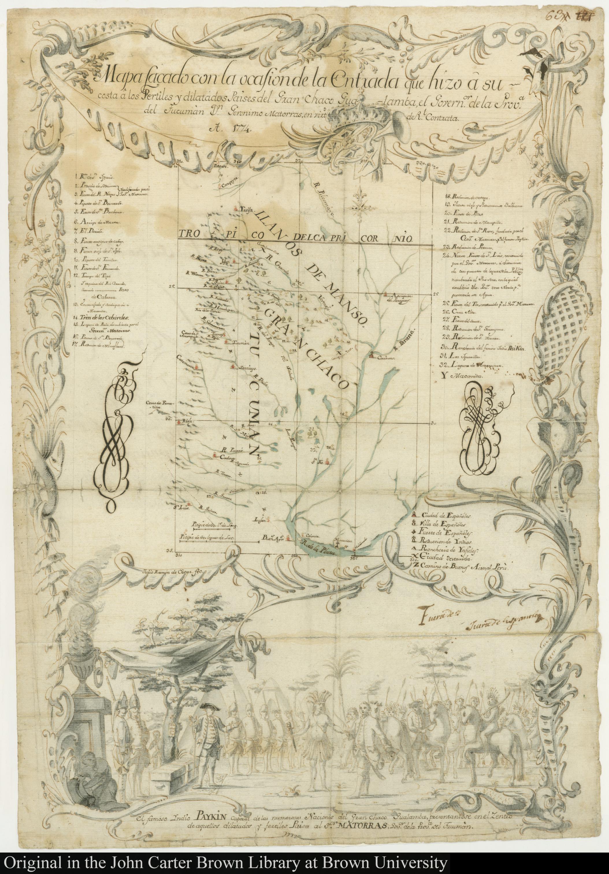 MAPA SACADO CON LA OCASION DE LA ENTRADA QUI HIZO Â SU COSTA Â LOS FERTILES Y DILATADOS PAISES DEL GRAN CHACO GUALAMBA