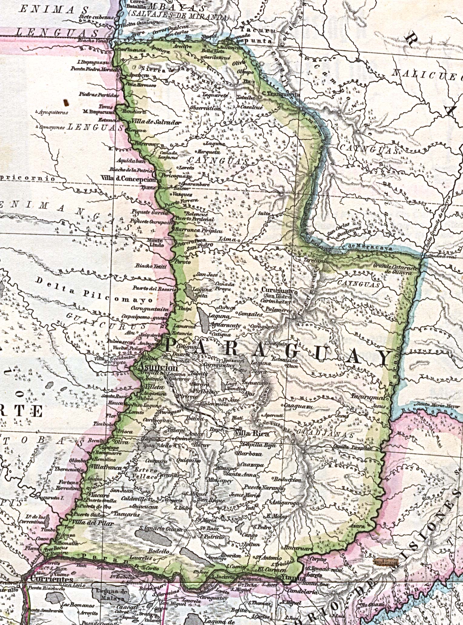 Mapa Original de la Republica Argentina y Estados Adyacentes Comprendiendo Las Republicas Chile, Paraguay y Uruguay