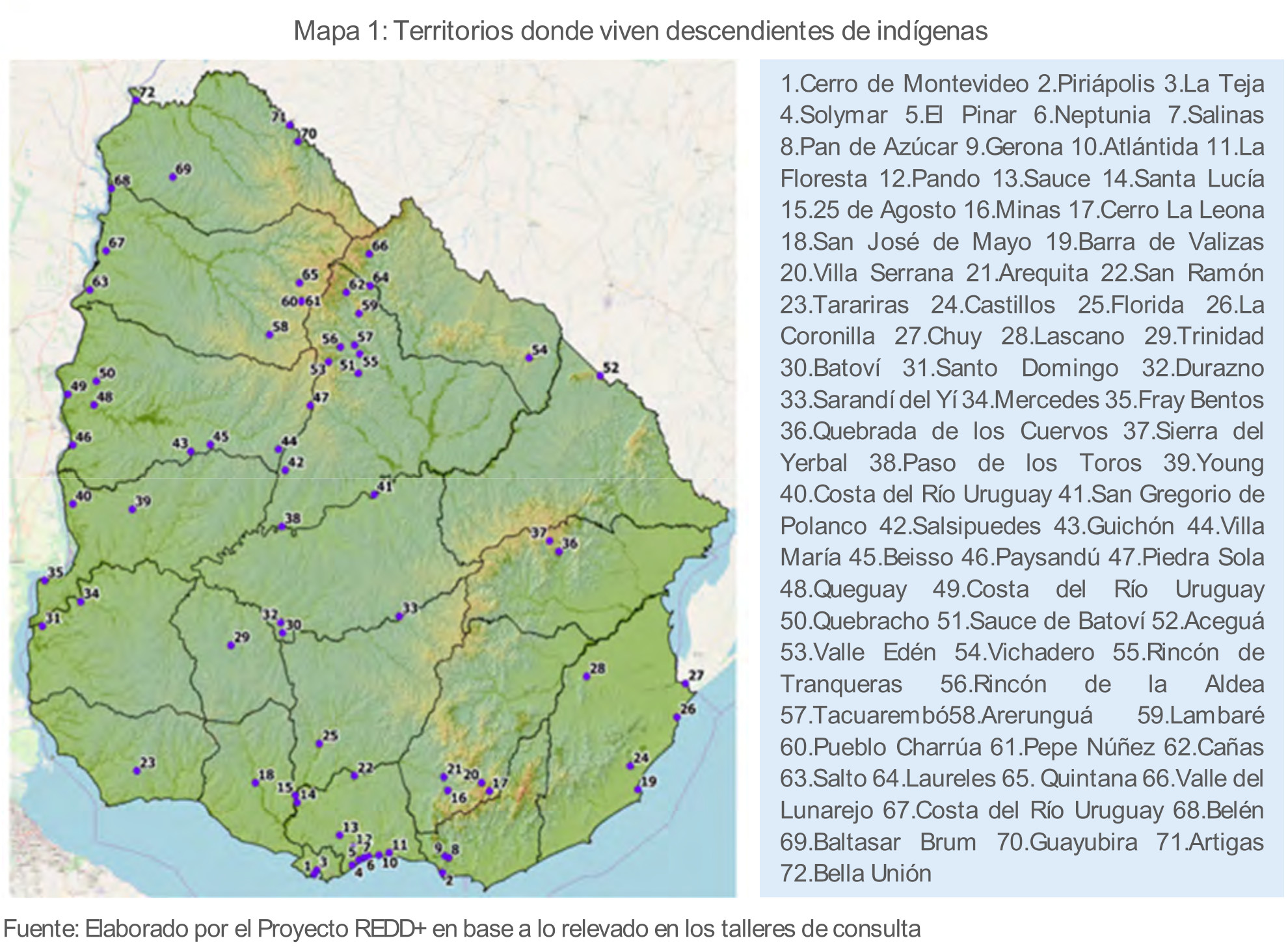 Territorios donde viven descendientes de indígenas