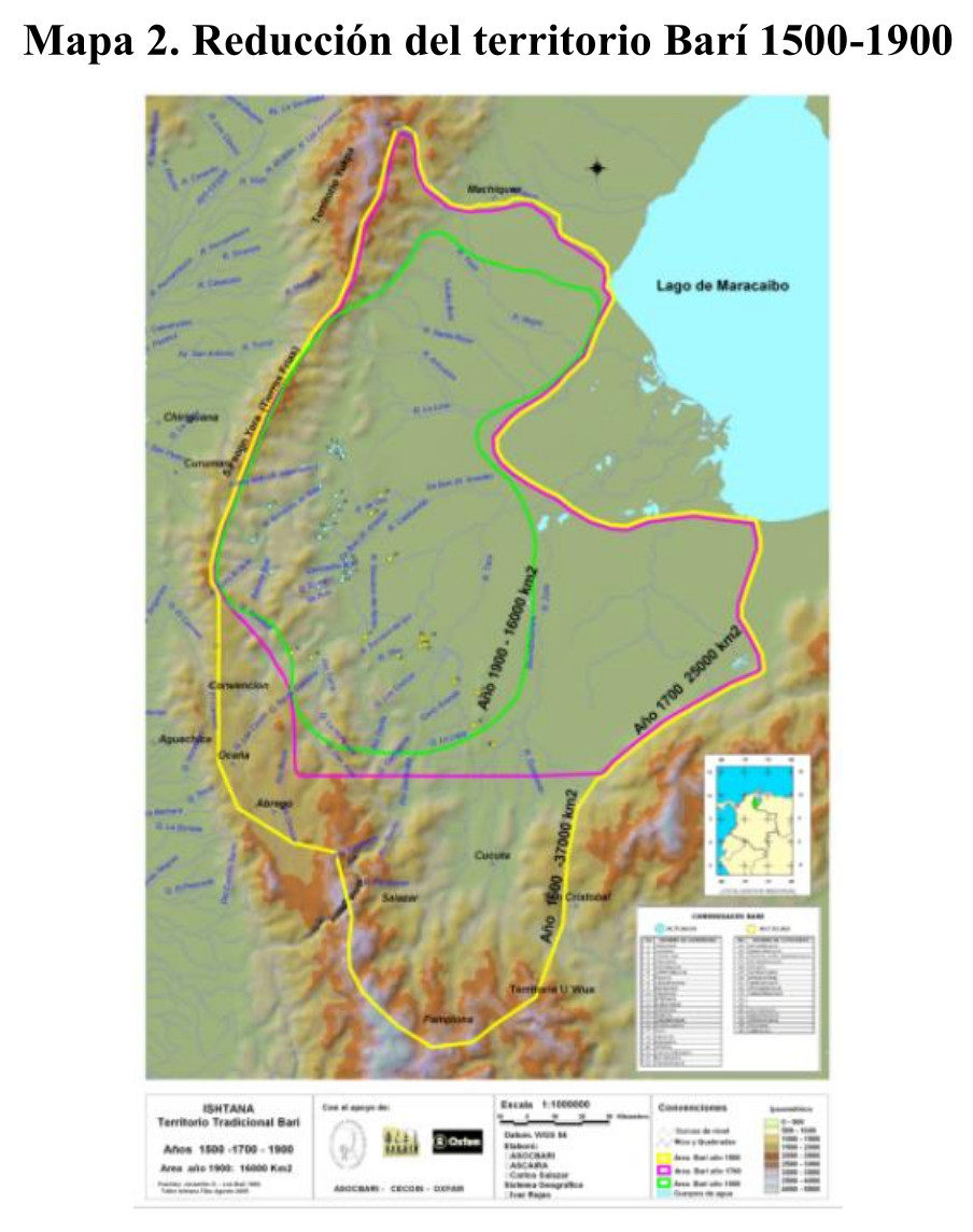 Reducción del territorio Barí 1500-1900