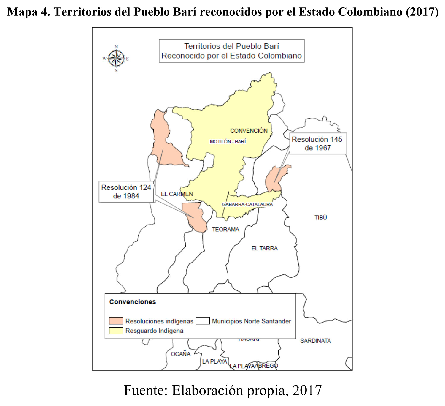 Territorios del Pueblo Barí reconocidos por el Estado Colombiano (2017)