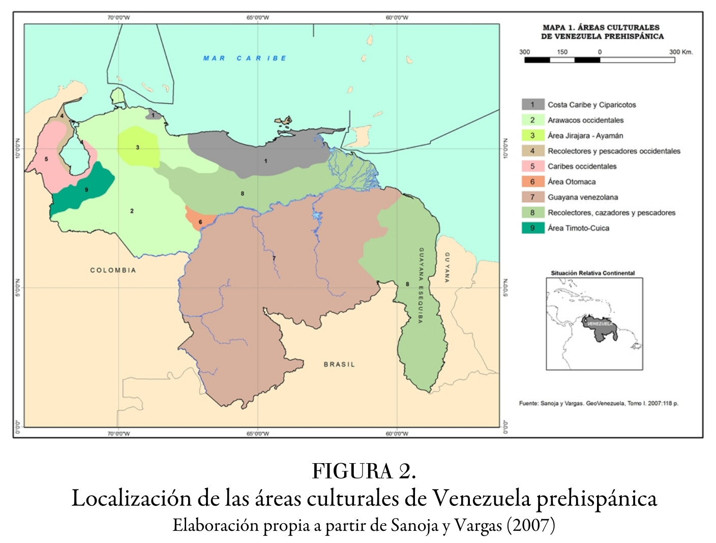 Localización de las áreas culturales de Venezuela prehispánica