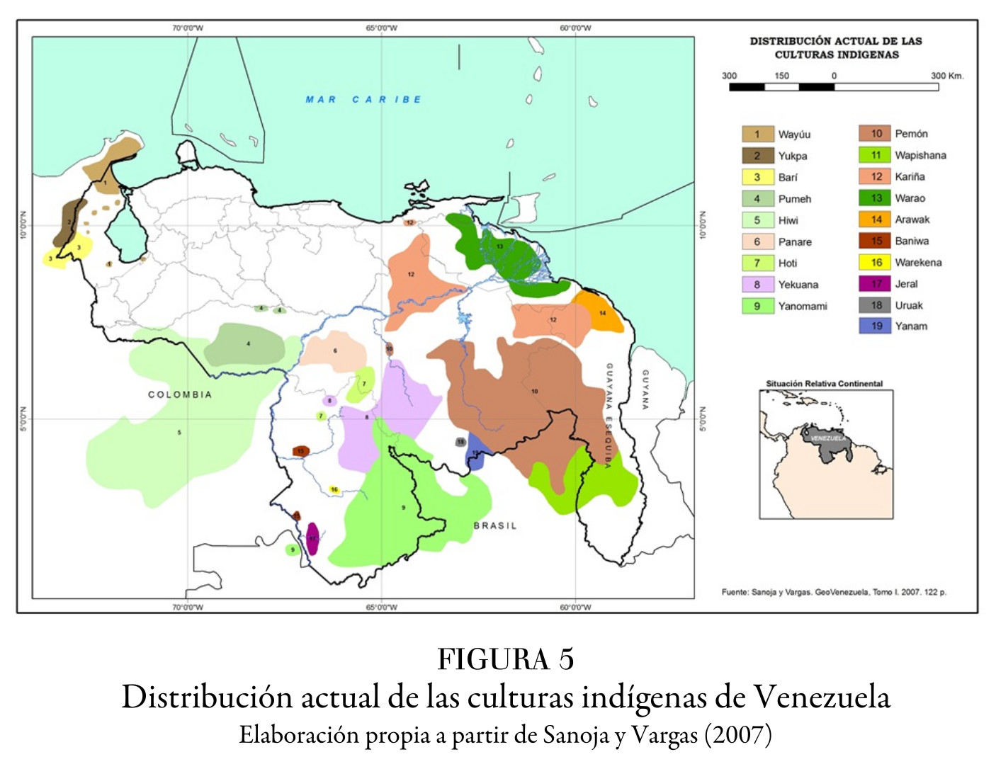 Distribución actual de las culturas indígenas de Venezuela