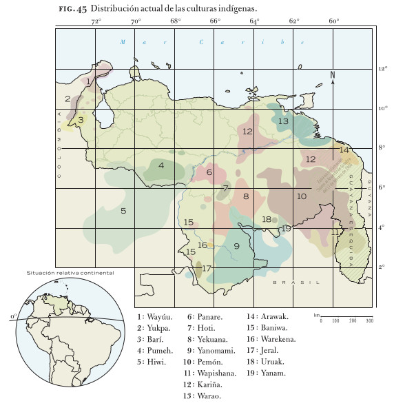 Distribución actual de las culturas indígenas.