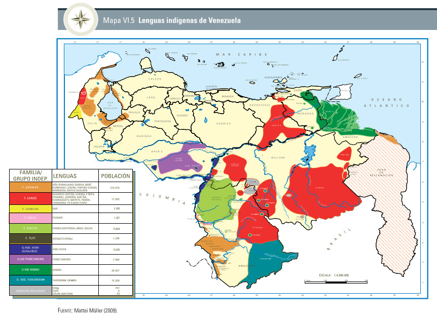 Mapa VI.5 Lenguas indígenas de Venezuela