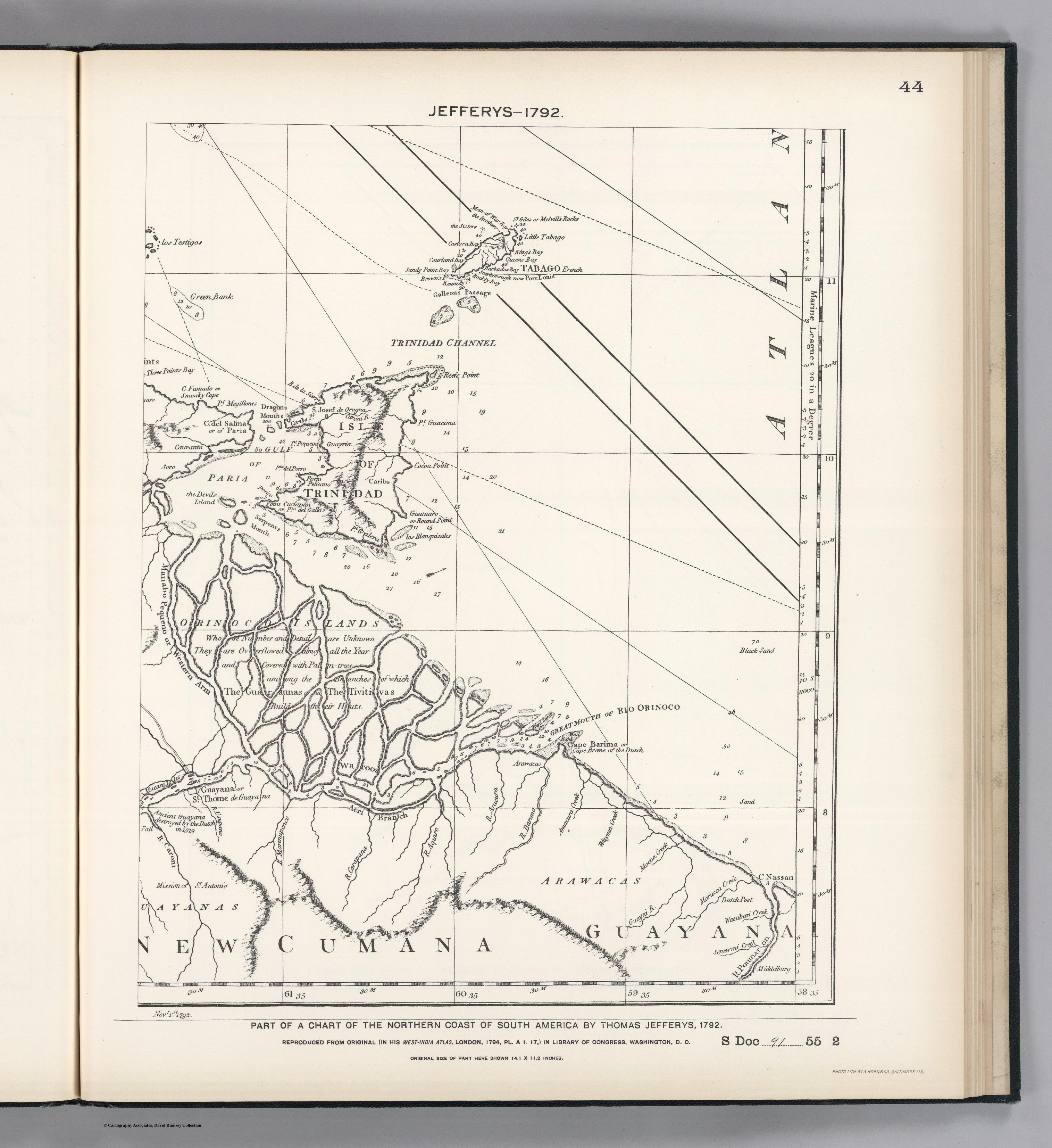 PART OF A CHART OF THE NORTHERN COAST OF SOUTH AMERICA BY THOMAS JEFFERYS