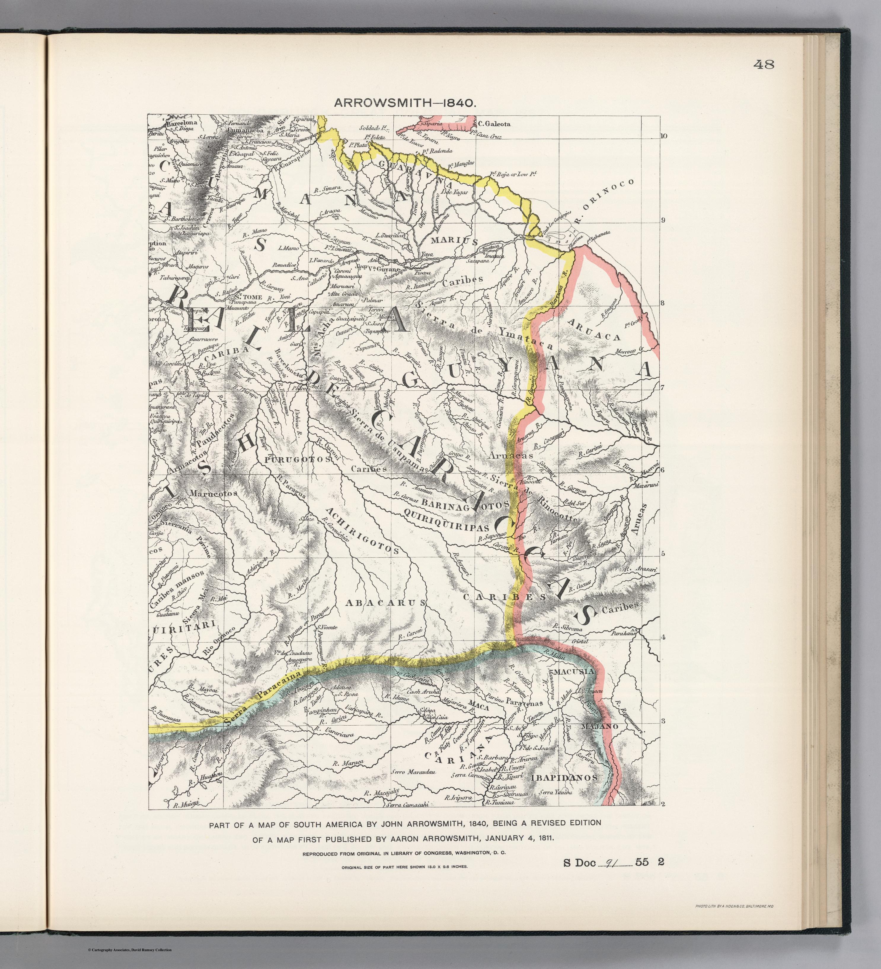 PART OF A MAP OF SOUTH AMERICA BY JOHN ARROWSMITH;1840;BEING A REVISED EDITION OF A MAP FIRST PUBLISHED BY AARON ARROWSMITH