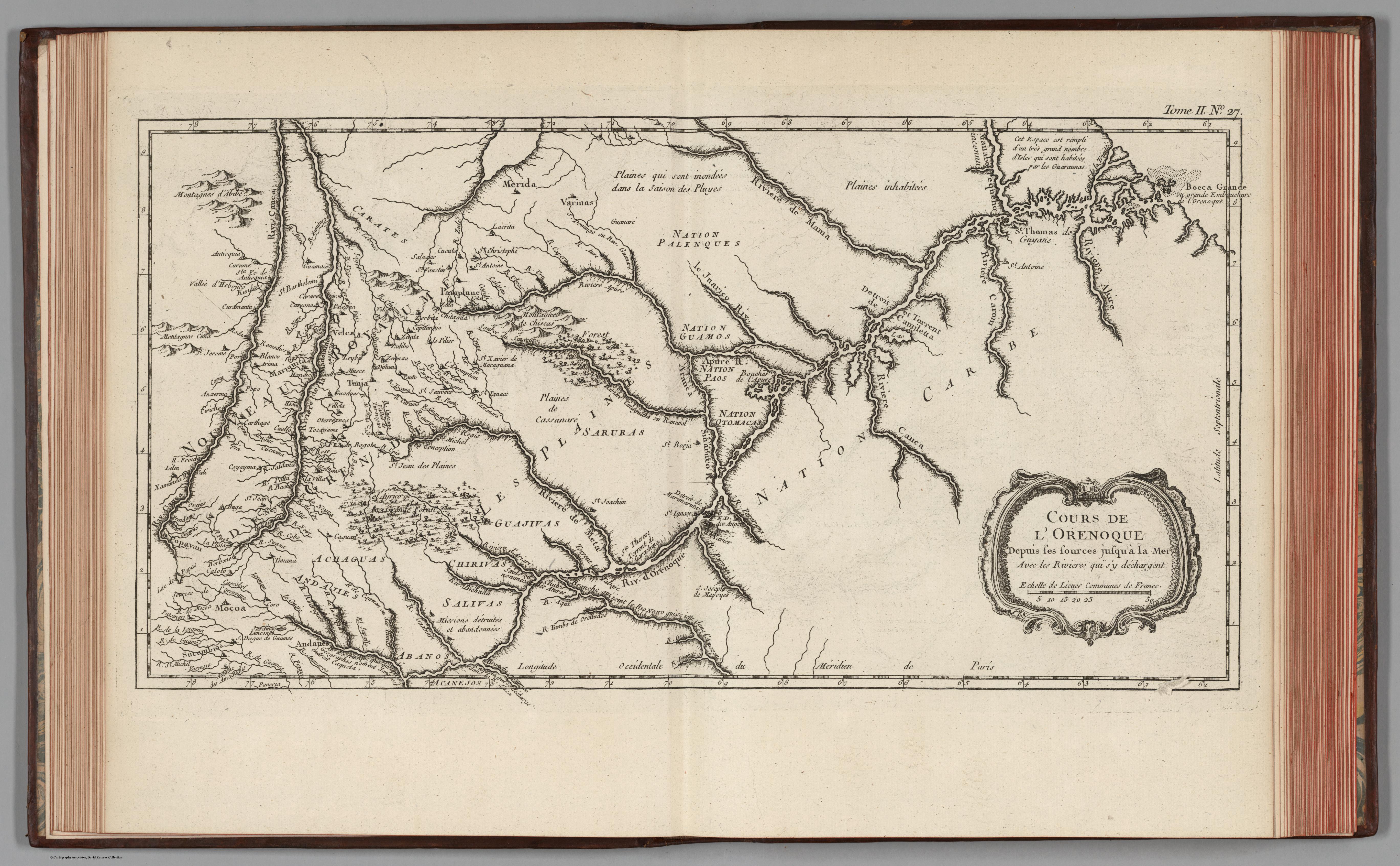 Cours de l’Orenoque Depuis ses sources jusqu'à la Mer Avec les Rivieres qui s'y déchargent