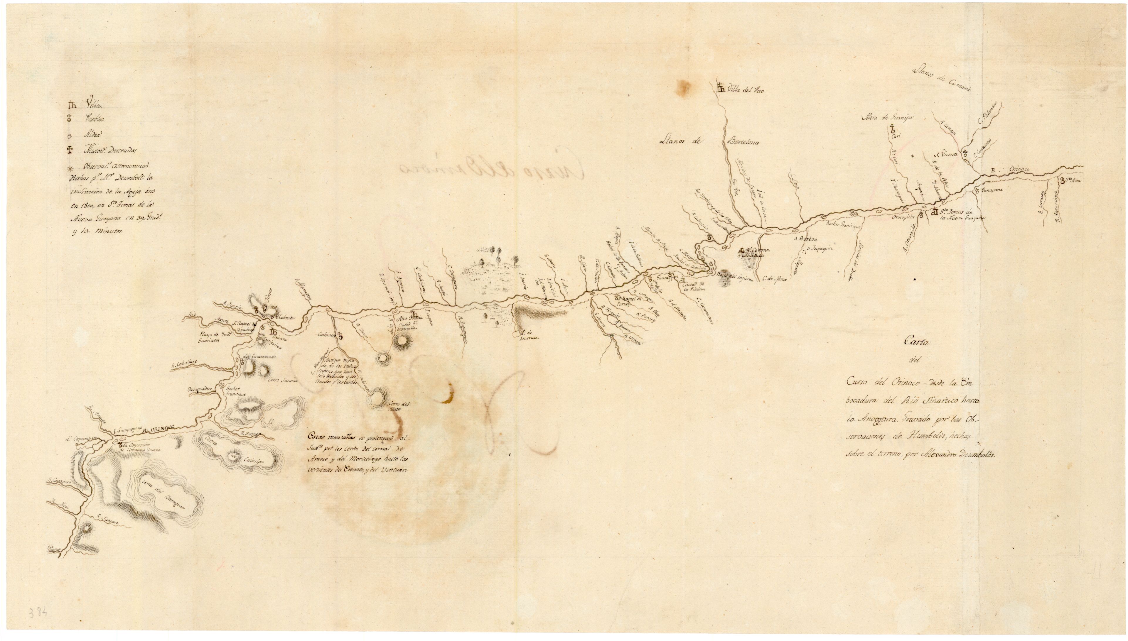 Carta del curso del Orinoco desde la Embocadura del Rio Sinaruco hasta la Angostura