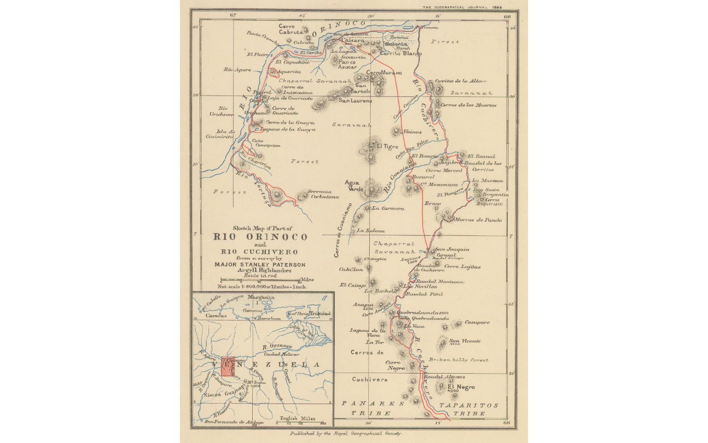 Sketch map of part of RÍO ORINOCO and RIO CUCHIVERO from a survey by MAJOR STANLEY PATERSON