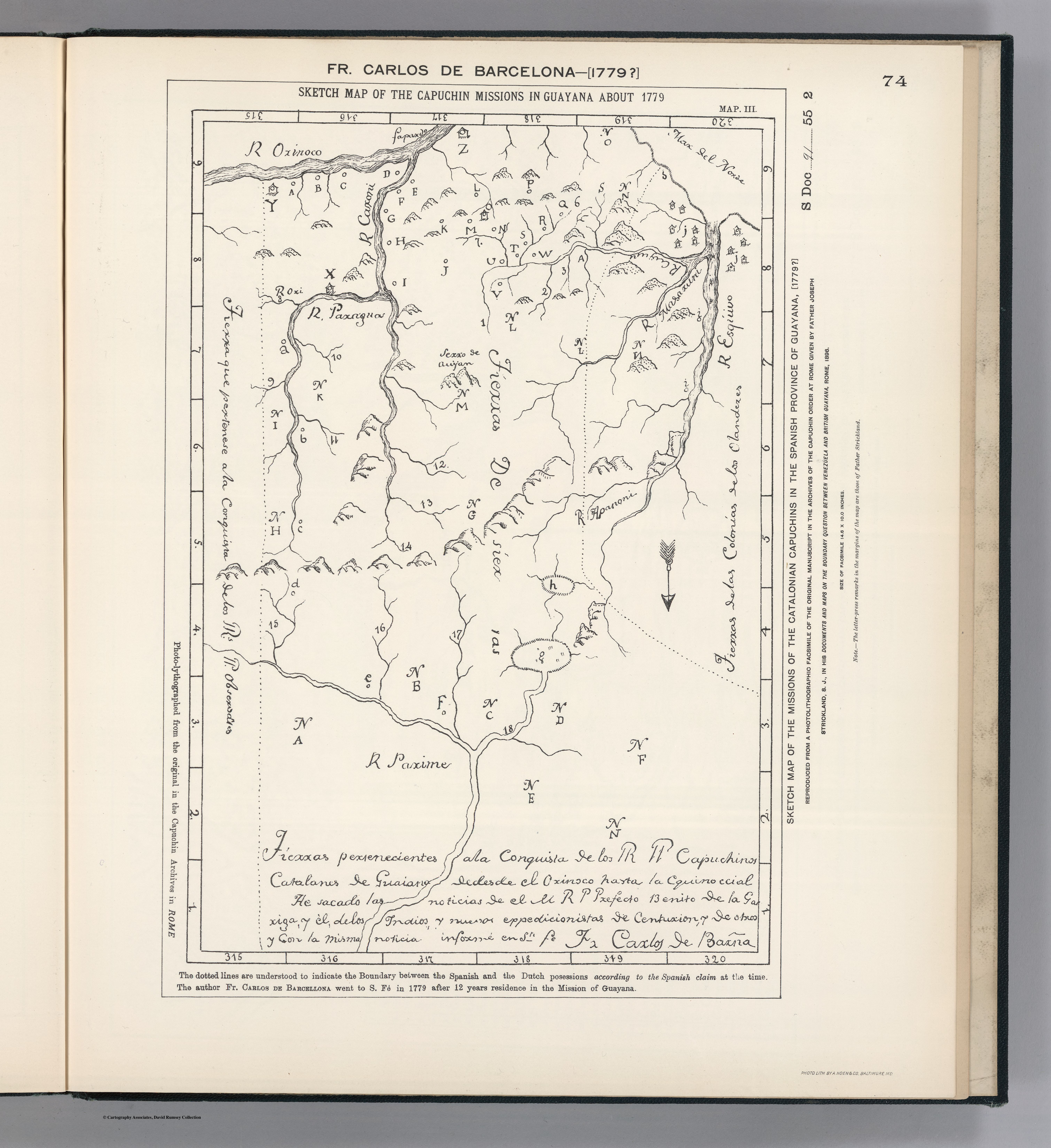 SKETCH MAP OF THE CAPUCHIN MISSIONS IN GUAYANA ABOUT 1779