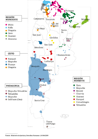 El mapa de los pueblos originarios