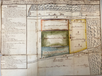 Plano de pintura, suplemento del mapa de foxas 53, quaderno
     3, mandado a formar por la junta de temporalidades de salta, y este por el
     protector/partidario del indio, para que el despojo que se ha hecho de los
     pueblos y tierras de los indios