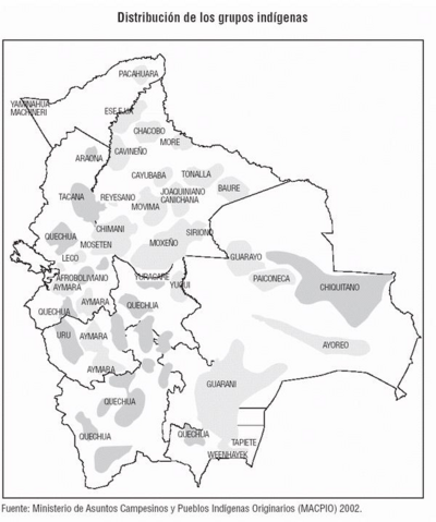 Distribución  de  los  Grupos  Indígenas  de Bolivia