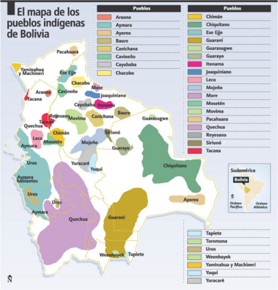 El mapa de los pueblos indígenas de Bolivia