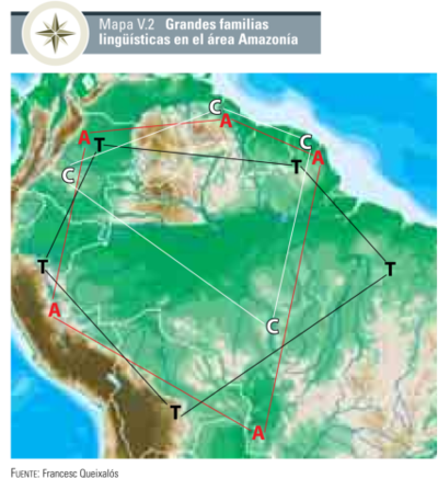 Grandes familias lingüísticas en el área Amazonía