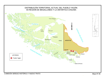 Distribución Territorial
Actual del Pueblo Yagan. XXII Region de Magallanes y la Antártica Chile