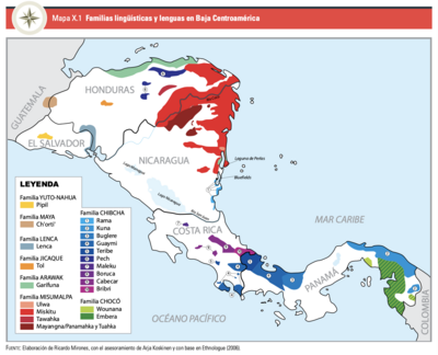 Familias lingüísticas y lenguas en Baja Centroamérica