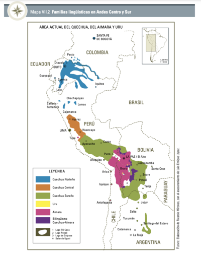 Familias lingüísticas en Andes Centro y Sur