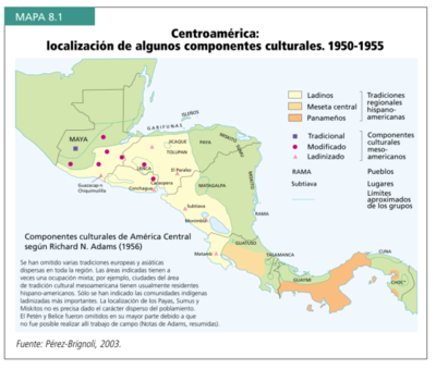 Centroamérica: localización de algunos componentes culturales. 1950-1955