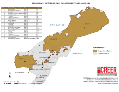 Resguardos indígenas en el Departamento de la Guajira