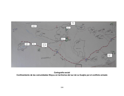 Cartografía social. Confinamiento de las comunidades Wayuu en territorios del sur de La Guajira por el conflicto armado