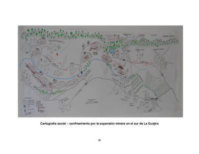 Cartografía social – confinamiento por la expansión minera en el sur de La Guajira