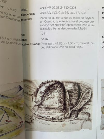 PLANO DE LAS TIERRAS DE SAYAUSÍ;EN CUENCA QUE SE ADJUNTA AL PROCESO PROMOVIDO POR NICOLÁS COBOS CONTRA MANUEL TACURI SOBRE TIERRAS DENOMIDAS MAPÁN