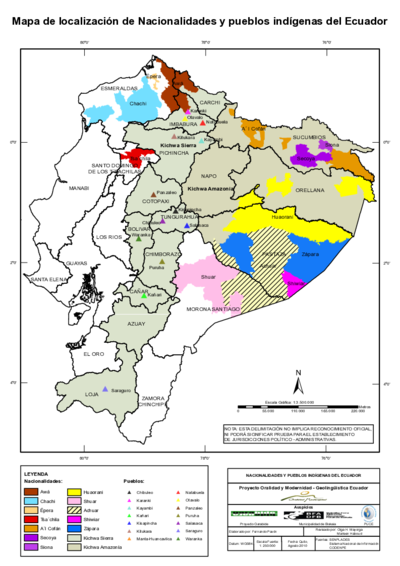 MAPA DE LOCALIZACIÓN DE NACIONALIDADES Y PUEBLOS INDÍGENAS DEL ECUADOR