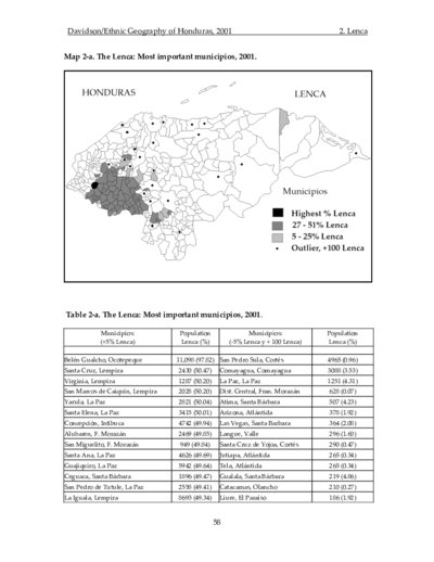 The Lenca: Most important municipios, 2001