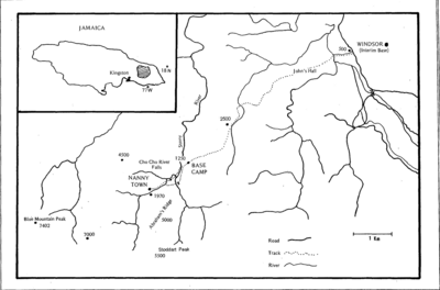 Map showing Windsor route to Base Camp and Nanny Town