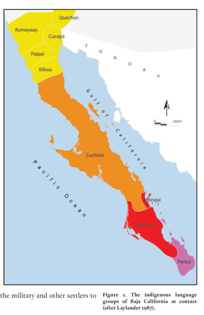 The indigenous language groups  of Baja California at contact