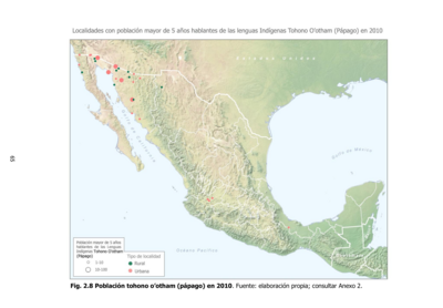 Población tohono o'otham (pápago) en 2010