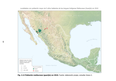 Población mahkurawe (guarijío) en 2010